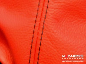 FIAT 500 Gear Shift Boot - Black Italy - Red Leather w/ Black Stitching